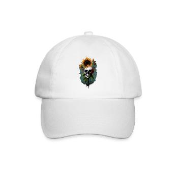 Totenkopf Sonnenblume Blumen Dekorieren Cool Rad Tech Wortspiel - Baseballkappe - Weiß/Weiß - Vorne