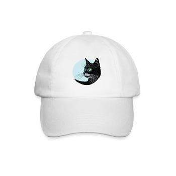 Schwarze Katze - Baseballkappe - Weiß/Weiß - Vorne