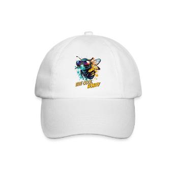 Graffiti Hummel mit Sonnenbrille Bee Cool Honey - Baseballkappe - Weiß/Weiß - Vorne