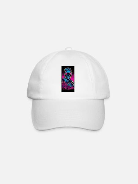 Vaporwave Vice: Cyborg - Baseballkappe - Weiß/Weiß