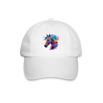 Pferd Pony Reitsport Kunstwerk Pferde-Fans Design - Baseballkappe - Weiß/Weiß - Vorne