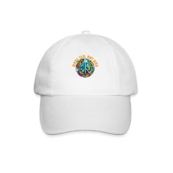 Hippie Peace Zeichen Frieden Blumen Blumenkind - Baseballkappe - Weiß/Weiß - Vorne