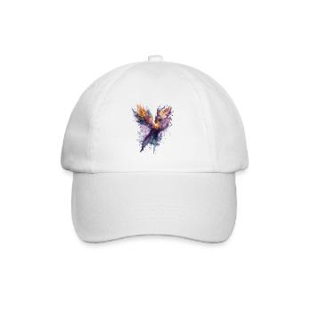 Mystisches Feuer: Aquarell Phönix Vogel - Baseballkappe - Weiß/Weiß - Vorne