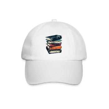 Stapel Bücher für Leseratten und Bücherwürmer - Baseballkappe - Weiß/Weiß - Vorne