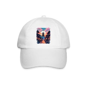 Japan Japanische Alpen Takayama Village Vaporwave - Baseballkappe - Weiß/Weiß - Vorne
