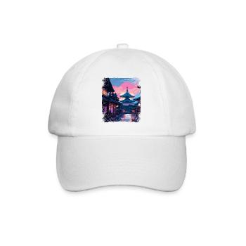 Japanische Alpen Vaporwave Japan Takayama Village - Baseballkappe - Weiß/Weiß - Vorne