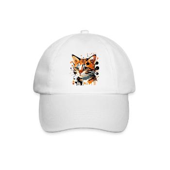 getigertes Kätzchen - Baseballkappe - Weiß/Weiß - Vorne