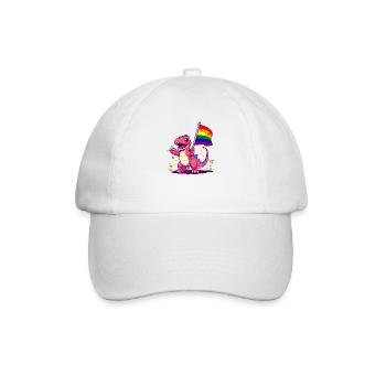 Rosa Dinosaurier mit Flagge Regenbogen Transgender-Humor - Baseballkappe - Weiß/Weiß - Vorne