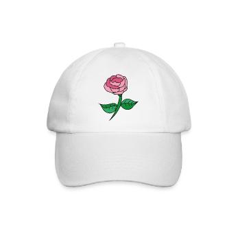 Rosa Rose - Baseballkappe - Weiß/Weiß - Vorne