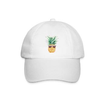 Ananas-Sonnenbrille Strand Hawaiianischer Urlaub - Baseballkappe - Weiß/Weiß - Vorne