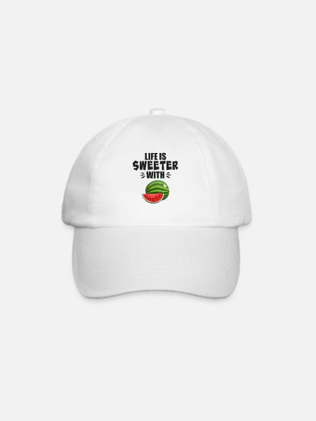 Das Leben ist süßer mit Wassermelone - Baseballkappe - Weiß/Weiß