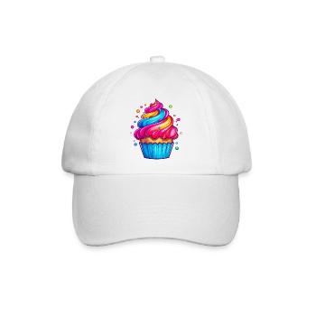 fluffiger Regenbogen Cupcake - Baseballkappe - Weiß/Weiß - Vorne