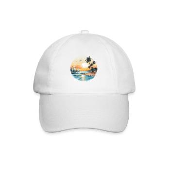 ozean-vibes, strand-vibes, sonnenuntergang am strand, oce - Baseballkappe - Weiß/Weiß - Vorne