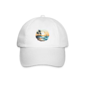 ozean-vibes, strand-vibes, sonnenuntergang am strand, oce - Baseballkappe - Weiß/Weiß - Vorne