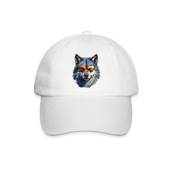 Grauer Wolf im Streetstyle | Wolfsliebhaber - Baseballkappe - Weiß/Weiß - Vorne