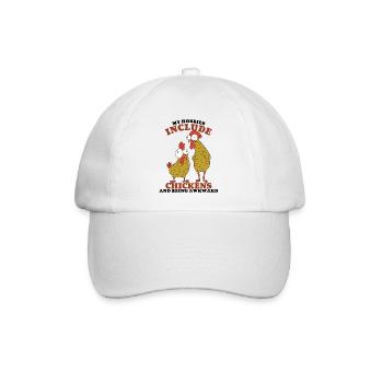 Verrückte Hühnerfarmerin Hen Lustig - Baseballkappe - Weiß/Weiß - Vorne