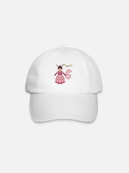 Mit Prinzessin - Mädchen Geburtstag 6 Jahre - Baseballkappe - Weiß/Weiß