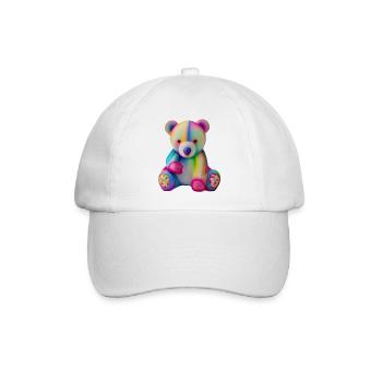 Mehrfarbiger Teddybär - Baseballkappe - Weiß/Weiß - Vorne