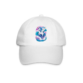Wings of Fantasy: Niedliches fliegendes Einhorn über Wasser W - Baseballkappe - Weiß/Weiß - Vorne