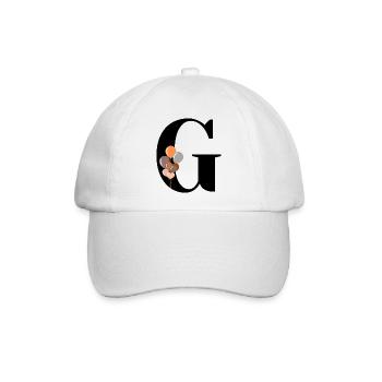 Buchstabe g Geburtstagsballon - Baseballkappe - Weiß/Weiß - Vorne