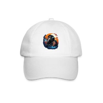 Cooler Affe mit Kopfhörer - Ape, Monkey Graphics - Baseballkappe - Weiß/Weiß - Vorne