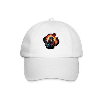 Affe im Weltraum - Space Monkey Ape Bigfooot - Baseballkappe - Weiß/Weiß - Vorne