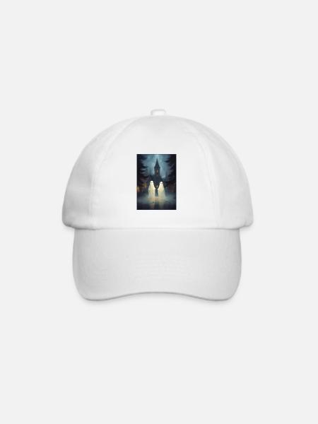 Vintage Geist Kirche Friedhof Gothic Halloween - Baseballkappe - Weiß/Weiß