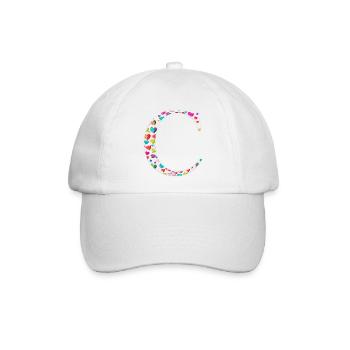 Personalisierbar Monogramm C Herzmuster - Baseballkappe - Weiß/Weiß - Vorne