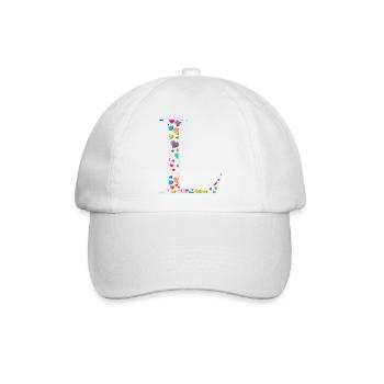 Personalisierbar Monogramm L Herzmuster - Baseballkappe - Weiß/Weiß - Vorne