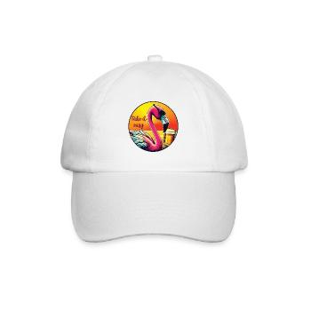 Flamingo mit Bier Take it easy - Baseballkappe - Weiß/Weiß - Vorne