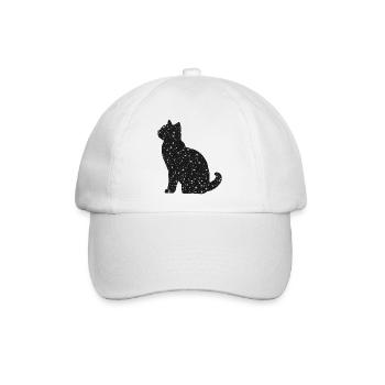 Sternenkatzen-Silhouette in Schwarz-Weiß - Baseballkappe - Weiß/Weiß - Vorne