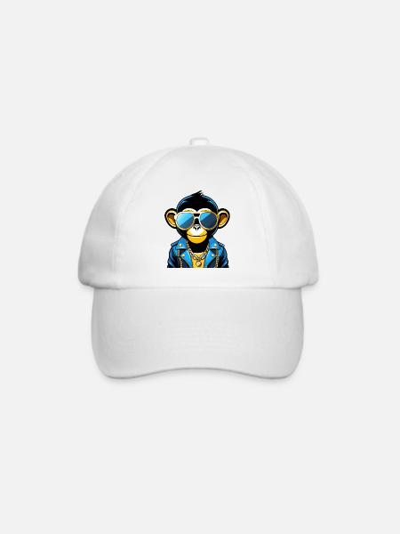 Affe mit Sonnenbrille - Baseballkappe - Weiß/Weiß