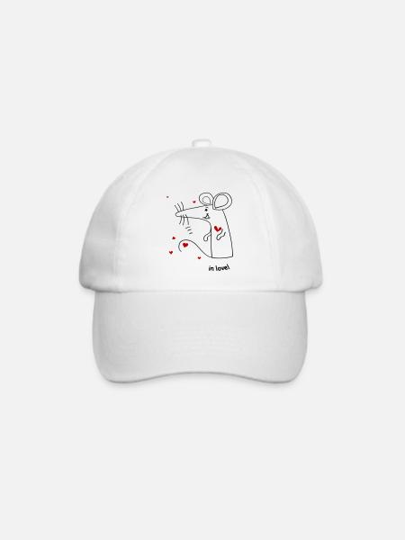 Maus in love - Baseballkappe - Weiß/Weiß