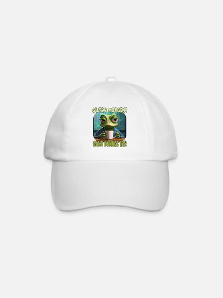 Lustiger Frosch mit Spruch, Guten Morgen ganz dünn - Baseballkappe - Weiß/Weiß