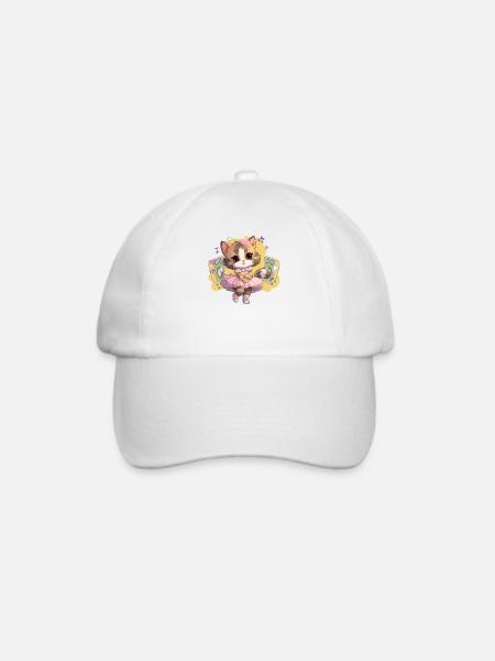 Ballerina Kätzchen Katzen Balletttänzerin - Baseballkappe - Weiß/Weiß