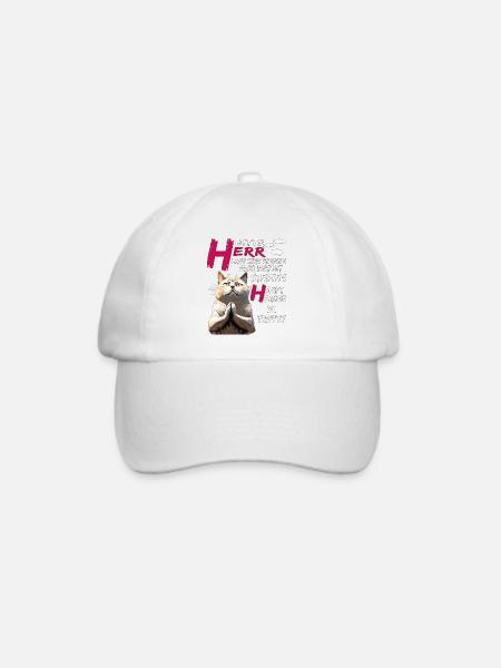 KATZE BETET HERR LASS HIRN REGNEN - Baseballkappe - Weiß/Weiß