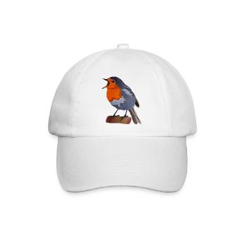 Robin Bird Illustration über Textil - Baseballkappe - Weiß/Weiß - Vorne