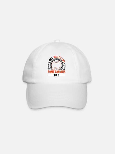 Ich mag einfach Zwergspitz Pomeranian - Baseballkappe - Weiß/Weiß