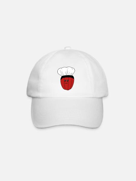 Kochmütze Paprika Schote Gemüse Küche Kochkunst - Baseballkappe - Weiß/Weiß