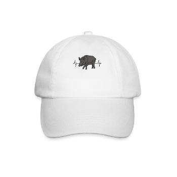 Wildschwein Herzschlag Naturverbundenes Geschenk - Baseballkappe - Weiß/Weiß - Vorne