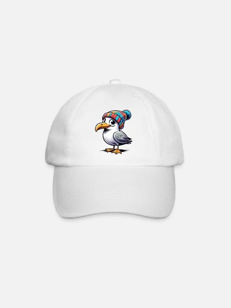 Moin Möwe Beanie Mütze T-Shirt Tasche Brusttasche - Baseballkappe - Weiß/Weiß