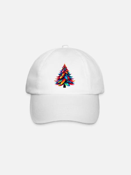 Bunter Origami-Weihnachtsbaum - Baseballkappe - Weiß/Weiß
