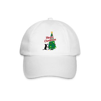 Verspielte Weihnachtskatze Frohes Fest Geschenk - Baseballkappe - Weiß/Weiß - Vorne