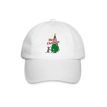 Verspielte Weihnachtskatze Frohes Fest Geschenk - Baseballkappe - Weiß/Weiß - Vorne