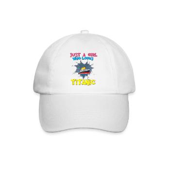 Titanic-Schiff, dieses Mädchen liebt die RMS Titanic - Baseballkappe - Weiß/Weiß - Vorne