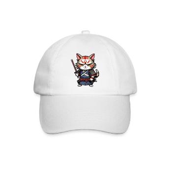 Samurai-Katze #7 - Baseballkappe - Weiß/Weiß - Vorne