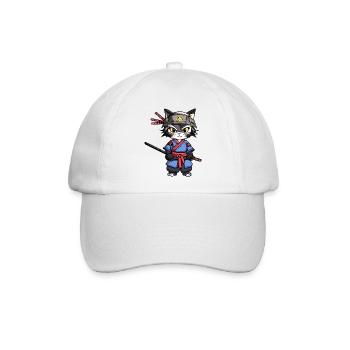 Samurai-Katze #24 - Baseballkappe - Weiß/Weiß - Vorne