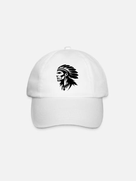 Indianer Häuptling mit Federn - Baseballkappe - Weiß/Weiß