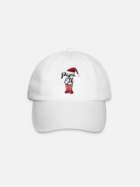 Papa Elf – Lustiges Weihnachtsdesign - Baseballkappe - Weiß/Weiß