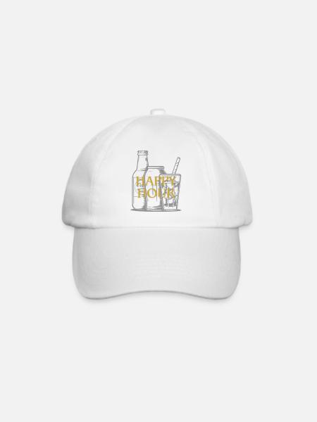 Goldene Glückliche Stunde - Baseballkappe - Weiß/Weiß